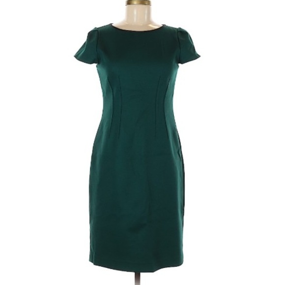 Elie Tahari Dresses & Skirts - Elie Tahari Green Wool Blend Dress Leather Trim 10